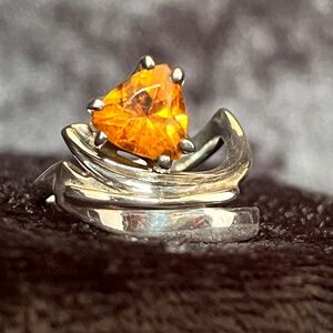 Evensong Modernist Citrine Ring Sterling Size 6 November Birthstone